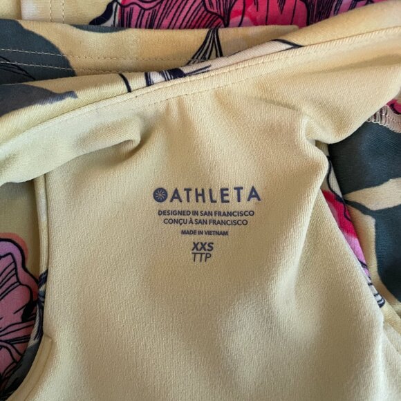 Athleta Women XXS Iris Floral Yellow Conscious Crop Bra D-DD Athleisure Workout - Picture 7 of 8